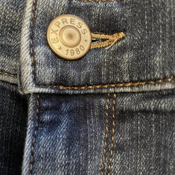 EXPRESS Skinny Ankle Stretch Women’s 8R Distressed Raw Hem Dark Wash Jeans | Y2K - Picture 8 of 16